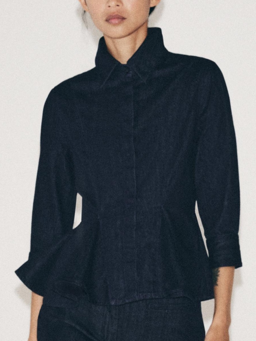 Zara NWOT structured denim peplum top